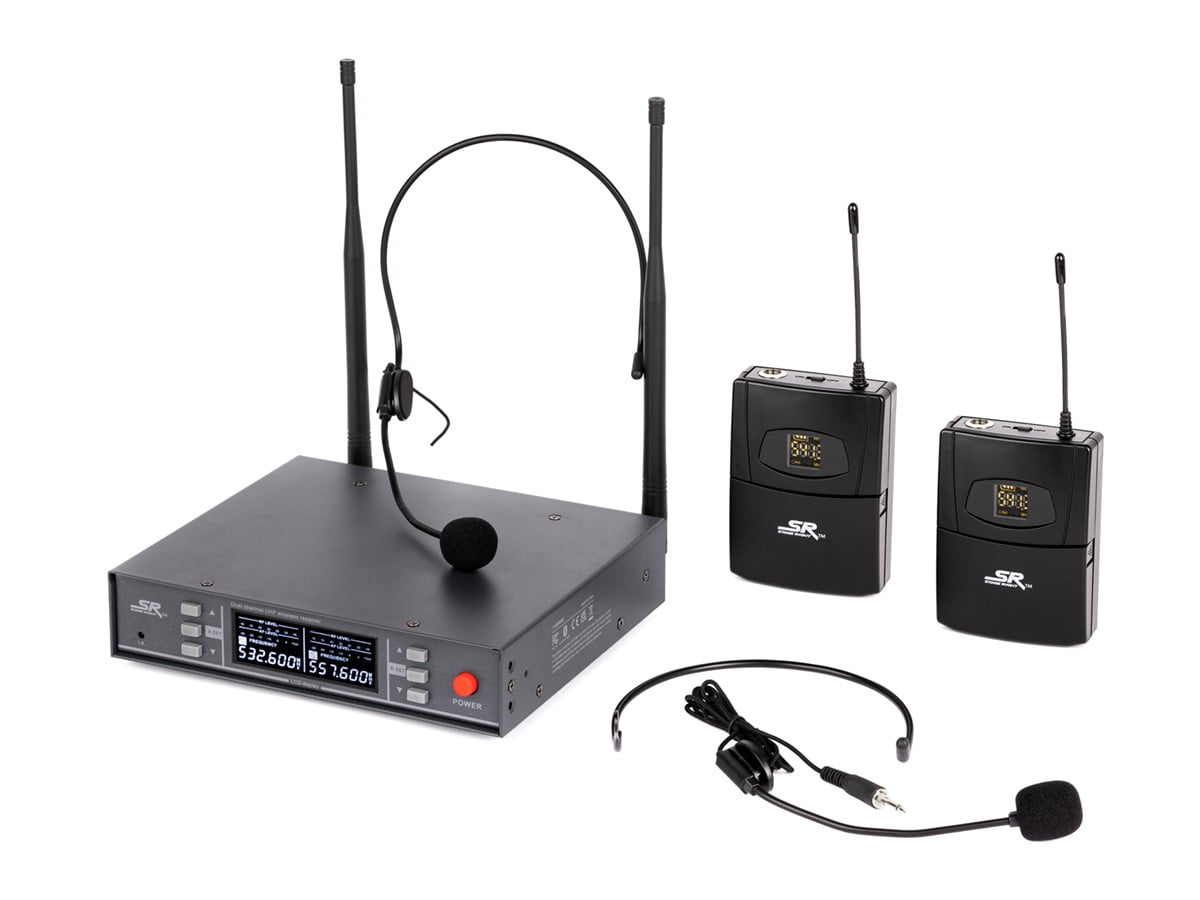 Monoprice 200 Channel UHF Dual Headset Wireless Microphones System