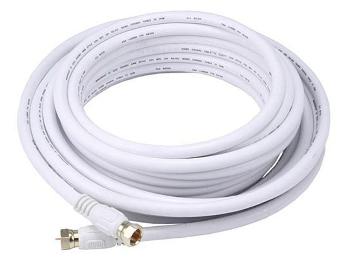 Monoprice 25' CL2 Quad Shielded RG6 F Type 18AWG Coaxial Cable White 104060 - image 1 of 3