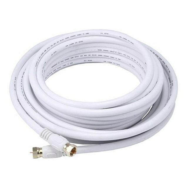 Monoprice 25' CL2 Quad Shielded RG6 F Type 18AWG Coaxial Cable White 104060