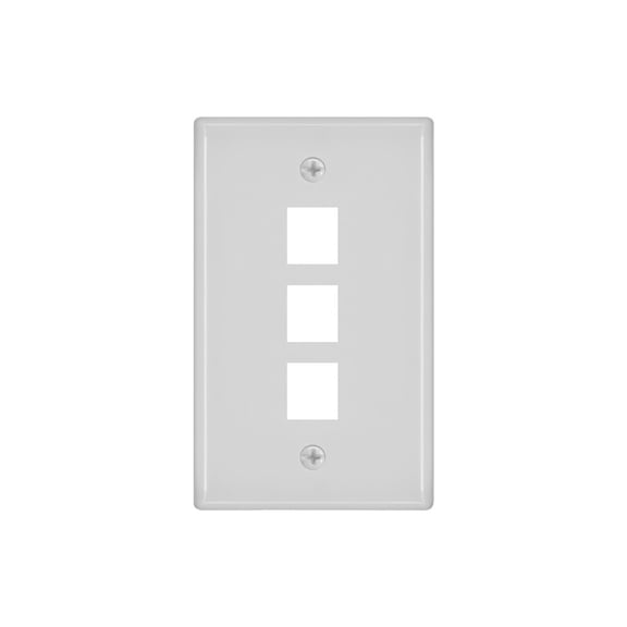 Monoprice 3-Hole 1-Gang Keystone Wall Plate - White