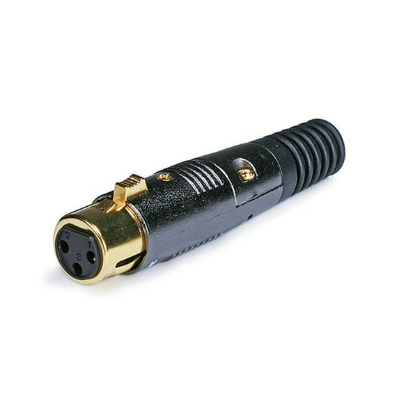Monoprice 3 Pin XLR Female Mic Connector Gold Plated Pins - Black With Strain Relief Boot For Smooth, Corrosion Free Connections.