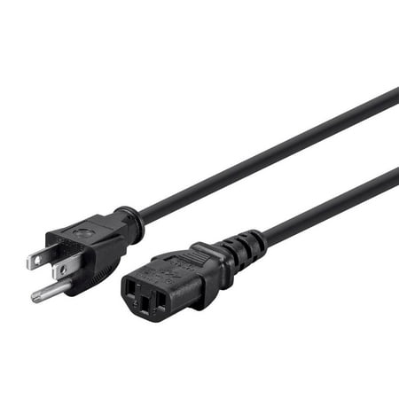 Monoprice 3-Prong Power Cord - 3 Feet - Black (6 Pack) NEMA 5-15P to IEC 60320 C13, 18AWG, 10A, 125V, Works With Most Pcs, Monitors, Scanners, & Printers