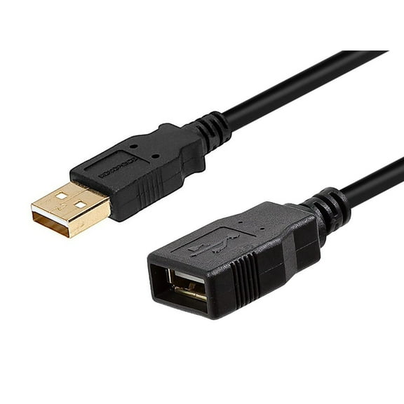 Monoprice 3ft USB Type-A to USB Type-A Female 2.0 Extension Cable, Black