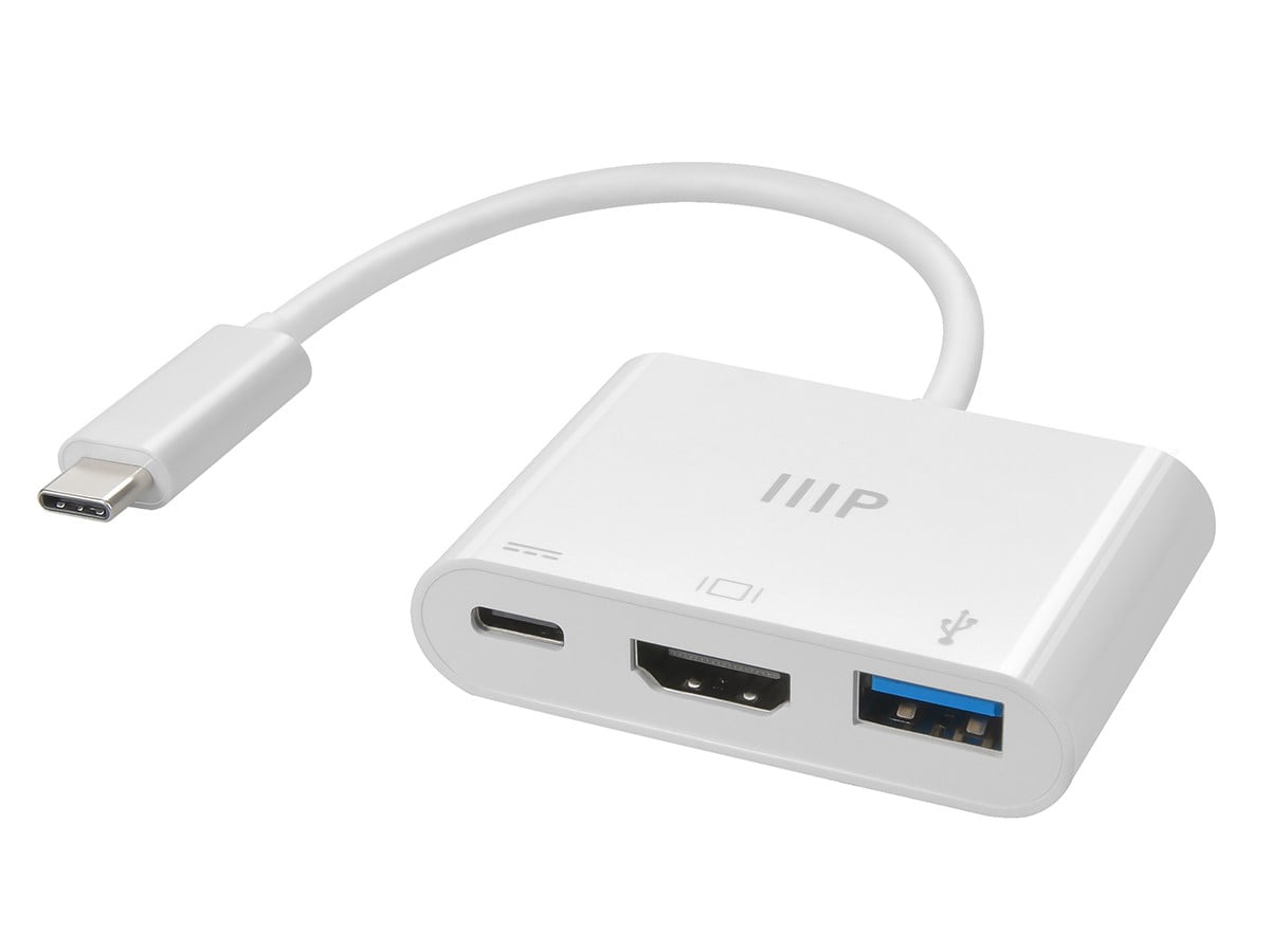 Monoprice 3-in-1 USB-C to HDMI Multiport Adapter | Compact & Plug&Play ...