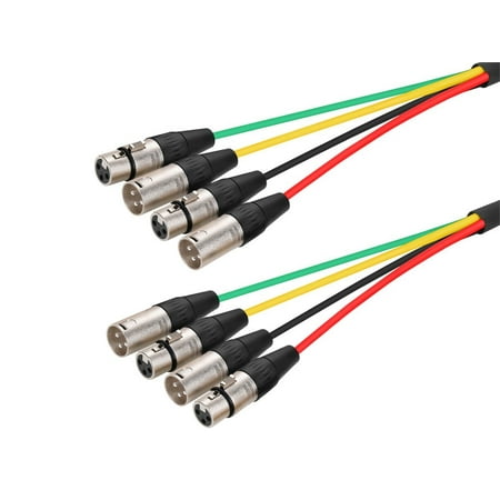 Monoprice 4-Channel XLR Male to XLR Female Snake 26AWG Cable C/d - 20 Feet With 4 Balanced Mono / Unbalanced Stereo Lines