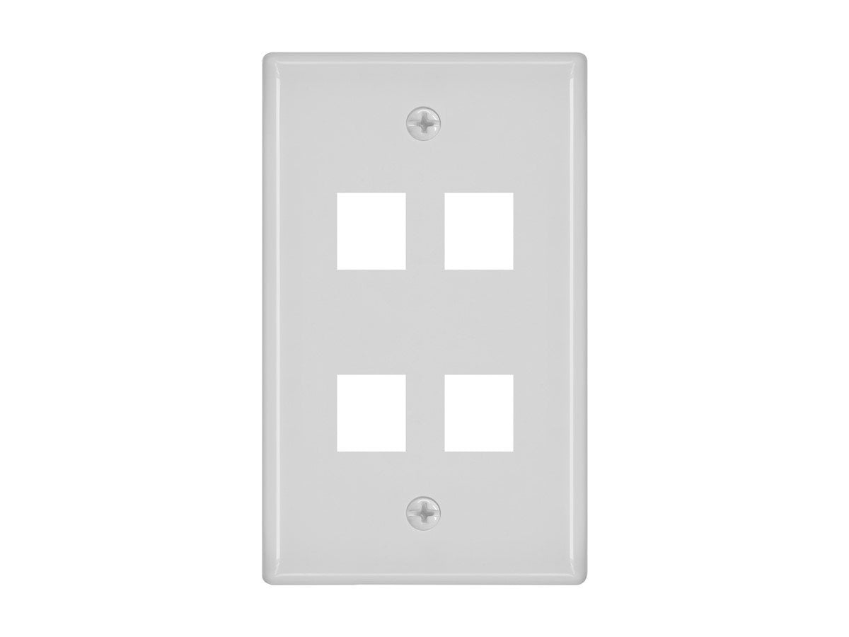 White 4-Hole Keystone Mounting Wall Plate