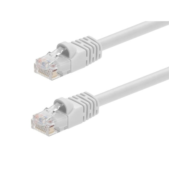 Monoprice Cat6 Ethernet Patch Cable - 2 Feet - White | Network Internet Cord - RJ45, Stranded, 550Mhz, UTP, Pure Bare Copper Wire, 24AWG