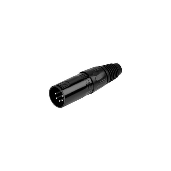 Monoprice 5-Pin Male DMX Connector - Black | Anodized Aluminum With A Plastic Cap, Rubber Strain Relief Boot, And Three Solder Cup Connectors