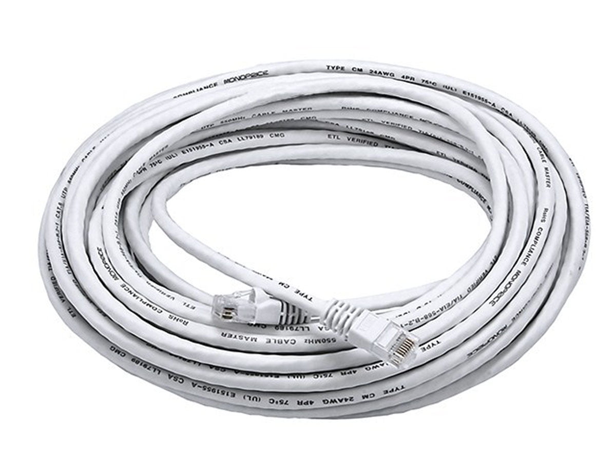 Monoprice 50' 24AWG Cat6 UTP Ethernet Network Cable White 102217