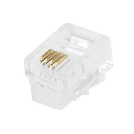 Monoprice 50-pcs RJ11 6P4C Plug for Flat Stranded Cable