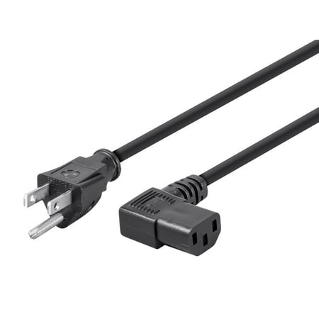 Monoprice 6' 18AWG Right Angle Power Cord With PC Power Connector Socket Black 107676