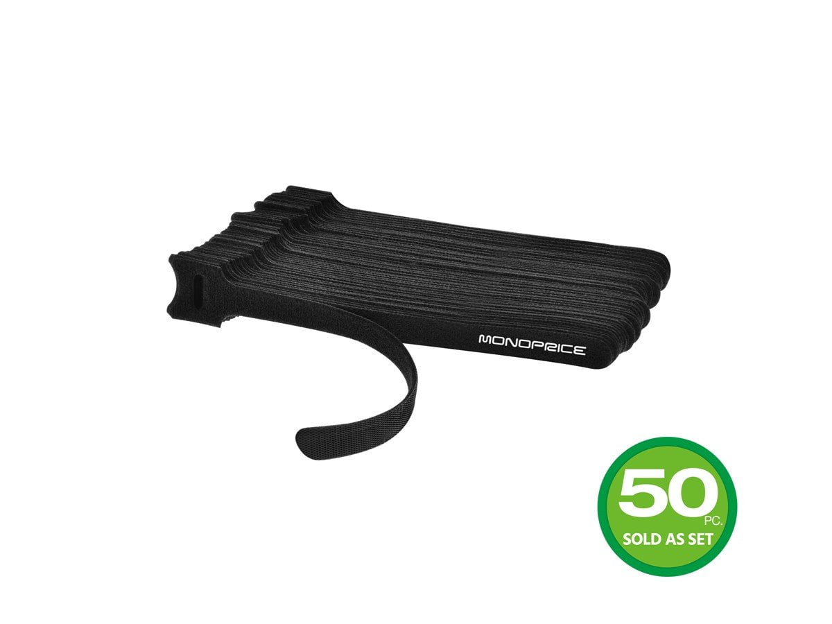 Monoprice Hook and Loop Fastening Cable Ties, 6in, 50 pcs/pack