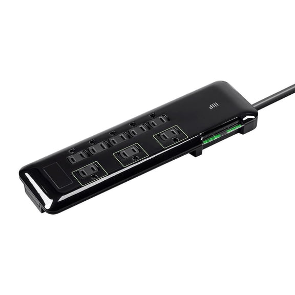 Monoprice 8 Outlet Mini Surge Protector - 6 Feet - Black | Heavy Duty Cord | UL Rated 3,420 Joules With Grounded And Protected Light Indicator