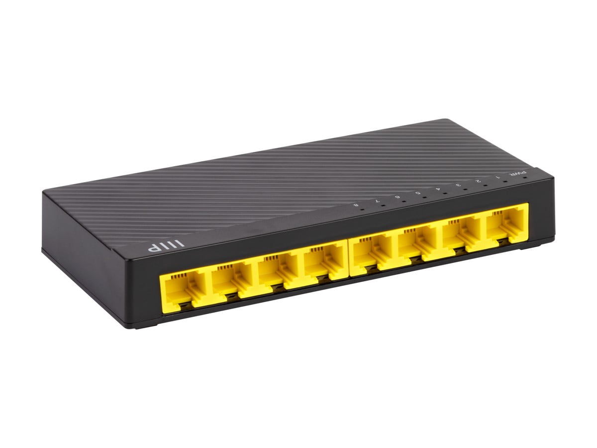 Monoprice 8-Port 10/100/1000Mbps Gigabit Ethernet Unmanaged Desktop Switch, RJ45, IEEE 802.3ab, Cat5e, Plug and Play, Fanless Design, for Gaming and Streaming