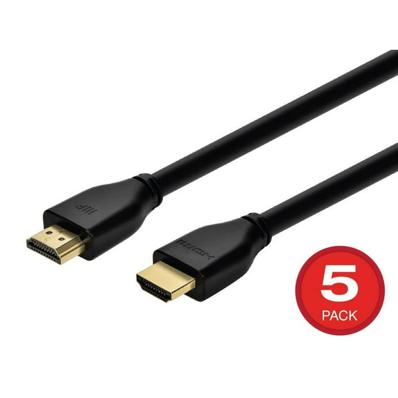 Monoprice 8K HDMI 2.1 Cable - 6 Feet - Black (5 Pack) Certified Ultra High Speed, 8k@60Hz, 48Gbps, Compatible With Sony PS5 / PS5 Digital Edition / Xbox Series X & Series S and More