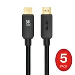 Monoprice 8K Ultra High Speed HDMI Cable - 15 Feet - Black (5 Pack) No Logo, 48Gbps, Compatible with Sony PlayStation 5, PlayStation 5 Digital Edition, Microsoft Xbox Series X, and Xbox Series S