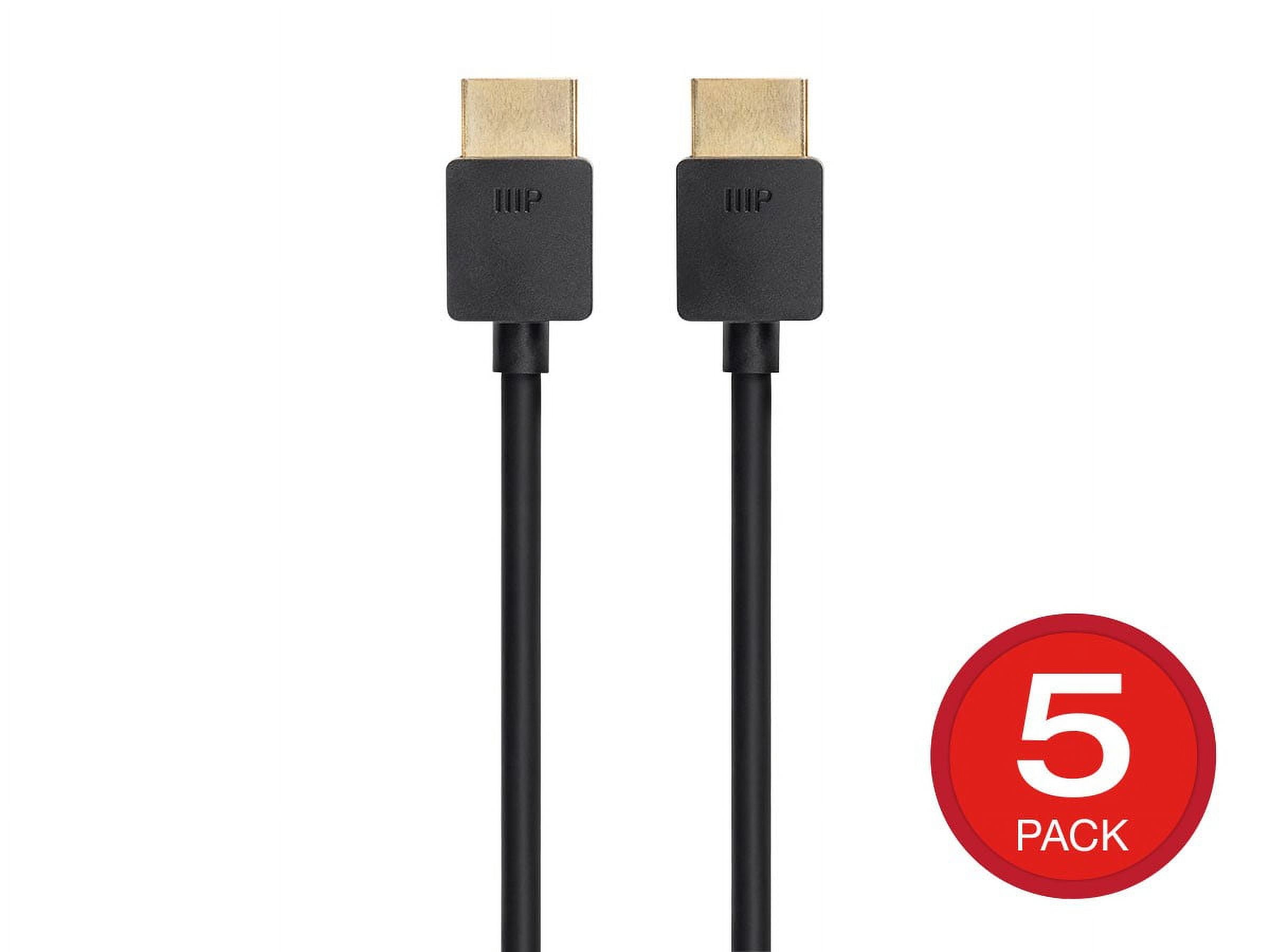 Monoprice 8K HDMI Cable - 3 Feet - Black (5 Pack) Ultra High Speed, 8K@60Hz & 4k@120Hz, Dynamic HDR, 48Gbps, eARC, Compatible with PS 5 / PS 5 Digital Edition / Xbox Series X & S and More - Ultra Slim