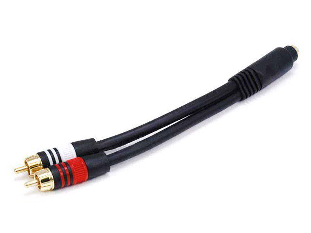 Monoprice Audio Cable - 0.5 Feet - Black | Premium 3.5mm Stereo Female to 2 RCA Male 22AWG, Gold Plated - image 1 of 3