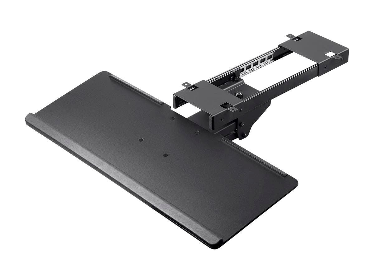 Black Adjustable Ergonomic Steel and Wood Keyboard Tray