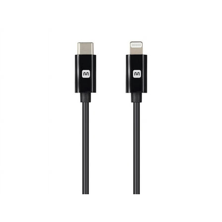 Monoprice Apple MFi Certified Lightning to USB Type-C and Sync Cable - 1.5 Feet - Black | Compatible with iPod, iPhone, iPad with Lightning Connector