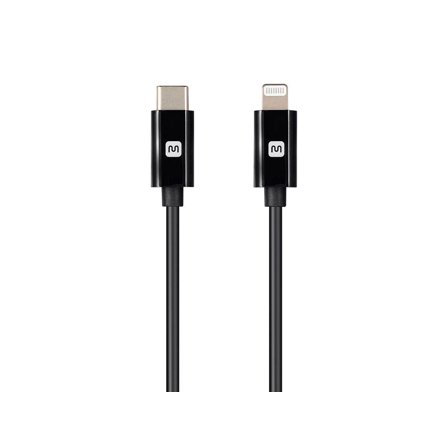 Monoprice Apple MFi Certified Lightning to USB Type-C and Sync Cable - 3 Feet - Black | Compatible with iPod, iPhone, iPad with Lightning Connector