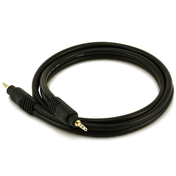 Monoprice Audio Cable - 3 Feet - Black | Premium 3.5mm Stereo Male to 3.5mm Stereo Male 22AWG, Gold Plated