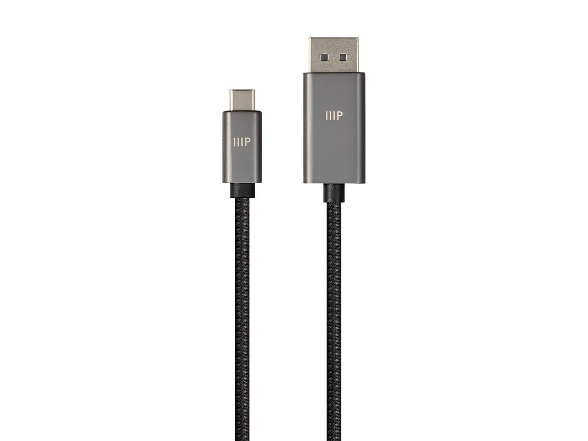 Monoprice Bidirectional USB Type-C to DisplayPort Cable - 6 Feet - Black | 4K@60Hz, Easy Plug and Play, Nylon-Braided Jacket