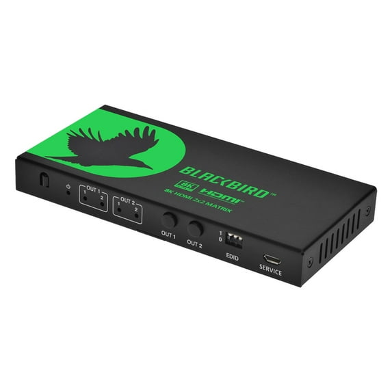 Monoprice Blackbird 2x2 HDMI Matrix With Audio Extraction, HDMI 2.1, HDCP 2.3, Connect Two 8K60 Sources to Two 8K60 Monitors and Send Content From Either Source To Either Or Both Monitors