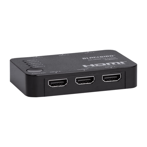 Monoprice Blackbird 4K 5x1 HDMI 2.0 Switch, HDR, HDR10, 18G, HDCP 2.2, Dolby Vision, 4K@60Hz, Hybrid Log-Gamma, 5 Inputs 1 Output, With IR Controler