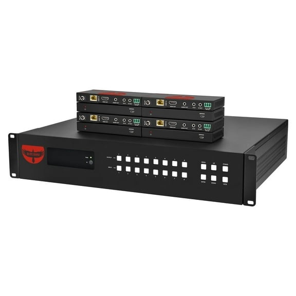 Monoprice Blackbird ProSeries 8x8 HDMI Matrix, 8 HDMI inputs, 8 HDMI and HDBaseT Mirrored Outputs, 18Gbps, 4K2K@60Hz (YUV 4:4:4), HDR, HDR10, HDR10+, EDID, HDMI 2.0b, HDCP 2.2 and HDCP 1.x, IR remote