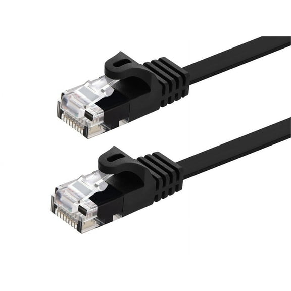 Monoprice Cat5e Ethernet Patch Cable - 0.5 Feet - Black | Network Internet Cord - RJ45, Flat,Stranded, 350Mhz, UTP, Pure Bare Copper Wire, 30AWG