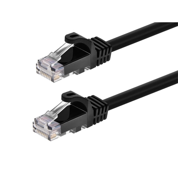 Monoprice Cat5e Ethernet Patch Cable - 0.5 Feet - Black | Network Internet Cord - RJ45, Stranded, 350Mhz, UTP, Pure Bare Copper Wire, 24AWG - Flexboot Series