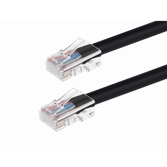 Monoprice Cat5e Ethernet Patch Cable - 0.5 Feet - Black | Network Internet Cord - RJ45, Stranded, 350Mhz, UTP, Pure Bare Copper Wire, 24AWG - Zeroboot Series