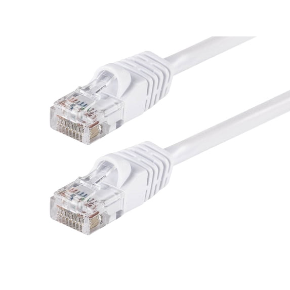Monoprice Cat5e Ethernet Patch Cable - 14 Feet - White | Network Internet Cord - RJ45, Stranded, 350Mhz, UTP, Pure Bare Copper Wire, 24AWG