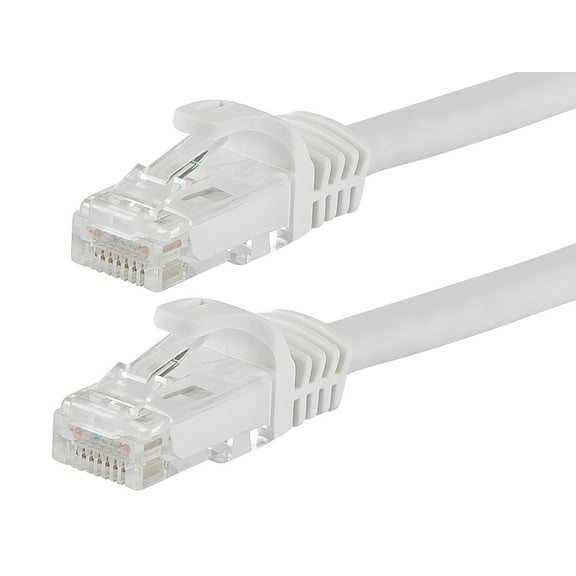 Monoprice Cat5e Ethernet Patch Cable - 14 Feet - White | Network Internet Cord - Snagless RJ45, Stranded, 350Mhz, UTP, Pure Bare Copper Wire, 24AWG - Flexboot Series