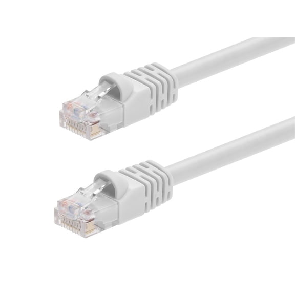 Monoprice Cat5e Ethernet Patch Cable - 5 Feet - White | Network Internet Cord - RJ45, Stranded, 350Mhz, UTP, Pure Bare Copper Wire, 24AWG