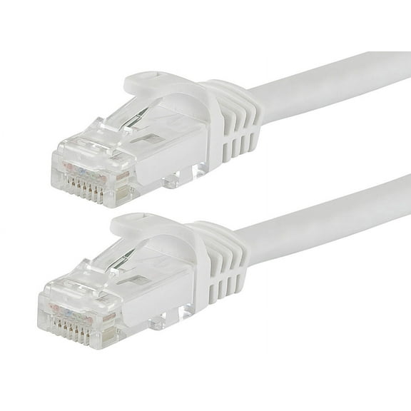Monoprice Cat5e Ethernet Patch Cable - 7 Feet - White | Network Internet Cord - Snagless RJ45, Stranded, 350Mhz, UTP, Pure Bare Copper Wire, 24AWG - Flexboot Series
