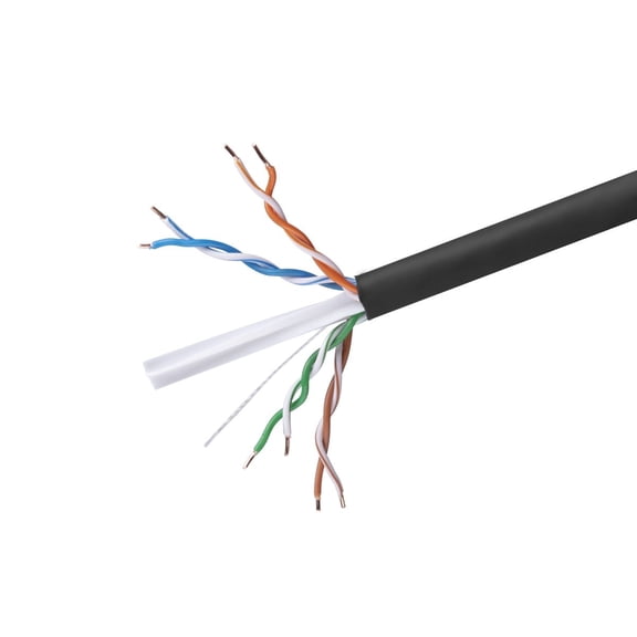 Monoprice Cat6 1000ft Black CMR UL Bulk Cable, Solid, UTP, 23AWG, 550MHz, Pure Bare Copper, Reelex II Pull Box, No Logo,