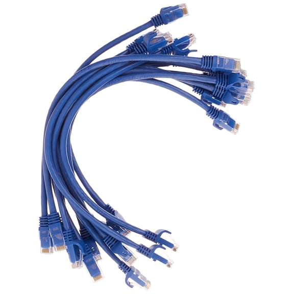 Monoprice Cat6 1ft Blue 12-Pk Patch Cable UTP 24AWG 550MHz Pure Bare Copper Snagless RJ45 Flexboot Series Ethernet