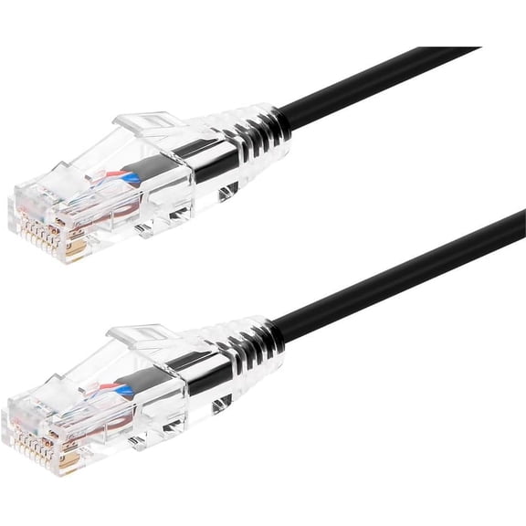Monoprice Cat6 20ft Black Component Level Patch Cable UTP 28AWG 550MHz Pure Bare Copper Snagless RJ45 SlimRun Series Ethernet