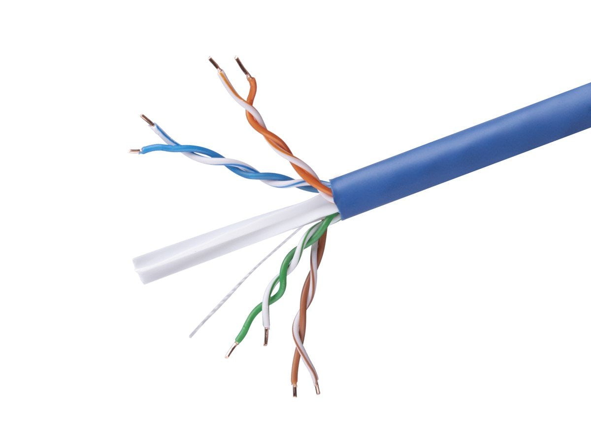 Monoprice Cat6 Ethernet Bulk Cable - Network Internet Cord - Solid, 500Mhz, UTP, CMR, Riser Rated,  Pure Bare Copper Wire, 23AWG, 250ft, Blue