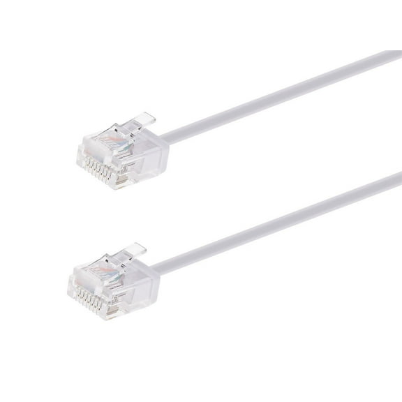 Monoprice Cat6 Ethernet Patch Cable - 0.5 Feet - White | Stranded, 550MHz, UTP, Pure Bare Copper Wire, 32AWG  - Micro SlimRun Series