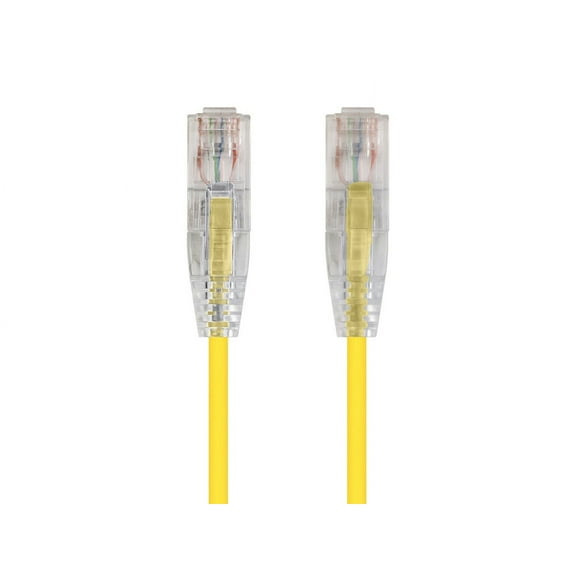 Monoprice Cat6 Ethernet Patch Cable - 0.5ft - Yellow, Snagless RJ45 Stranded 550MHz UTP CMR Riser Rated Pure Bare Copper Wire 28AWG - SlimRun Series