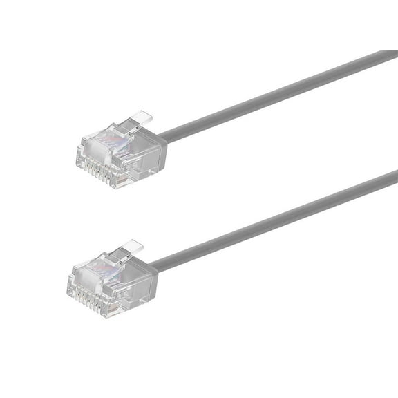 Monoprice Cat6 Ethernet Patch Cable - 1 Feet - Gray | Stranded, 550MHz, UTP, Pure Bare Copper Wire, 32AWG  - Micro SlimRun Series