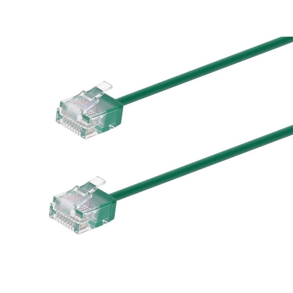 Monoprice Cat6 Ethernet Patch Cable - 1 Feet - Green | Stranded, 550MHz, UTP, Pure Bare Copper Wire, 32AWG - Micro SlimRun Series