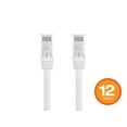 thumbnail image 1 of Monoprice Cat6 Ethernet Patch Cable - 1 Feet - White (12 pack) Snagless RJ45, Stranded, 550MHz, UTP, Pure Bare Copper Wire, 24AWG - Flexboot Series, 1 of 6