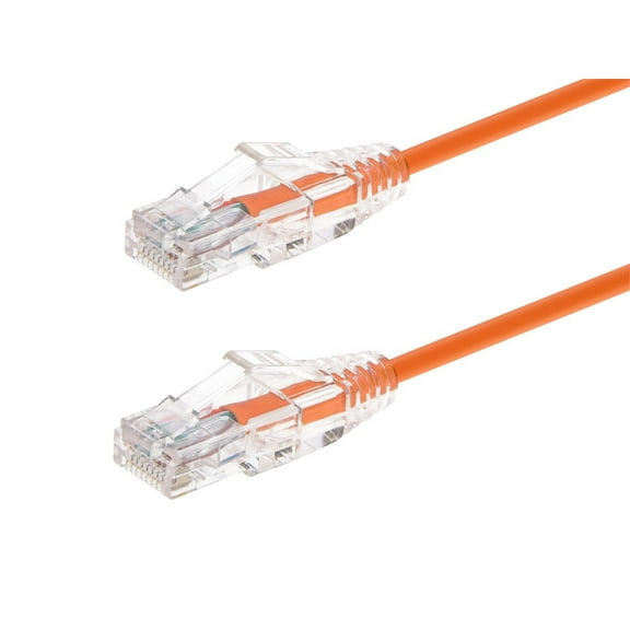 Monoprice Cat6 Ethernet Patch Cable - 10 feet - Orange, Snagless RJ45 Stranded 550MHz UTP CMR Riser Rated Pure Bare Copper Wire 28AWG - SlimRun Series
