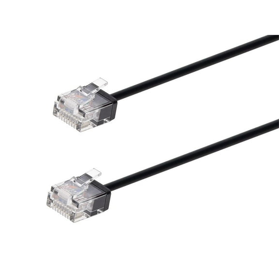 Monoprice Cat6 Ethernet Patch Cable - 2 Feet - Black | Stranded, 550MHz, UTP, Pure Bare Copper Wire, 36AWG - Micro SlimRun Series