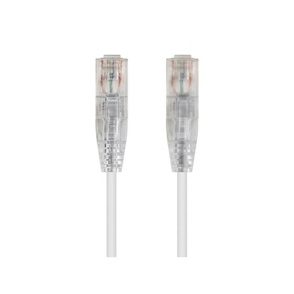 Monoprice Cat6 Ethernet Patch Cable - 2 feet - White | Snagless RJ45 Stranded 550MHz UTP CMR Riser Rated Pure Bare Copper Wire 28AWG - SlimRun Series
