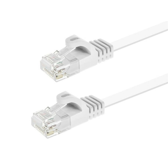 Monoprice Cat6 Ethernet Patch Cable - 25 Feet - White | Snagless RJ45, Flat, 550MHz, UTP, Pure Bare Copper Wire, 30AWG, For Network Internet Modem Router Xbox PS3 Cord - Flexboot Series